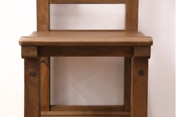 和製アンティーク　素朴な佇まいがどこか懐かしい!レトロな木製チェア(椅子、板座チェア、スクールチェア)(R-050435)