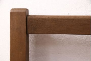 和製アンティーク　古き良き時代の趣を感じさせる素朴な木製チェア(椅子、板座チェア、スクールチェア)(R-050436)