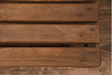 和製アンティーク　古き良き時代の趣を感じさせる素朴な木製チェア(椅子、板座チェア、スクールチェア)(R-050436)