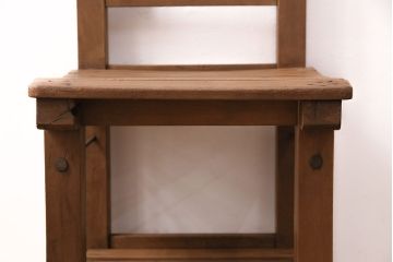 和製アンティーク　素朴でやさしい木のぬくもりが魅力的な木製チェア(椅子、板座チェア、スクールチェア)(R-050437)