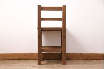 和製アンティーク　素朴でやさしい木のぬくもりが魅力的な木製チェア(椅子、板座チェア、スクールチェア)(R-050437)