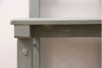 和製アンティーク　ペイントカラーが可愛らしいレトロな木製チェア(椅子、板座チェア、スクールチェア、キッズチェア)(R-050438)