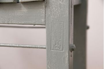 和製アンティーク　ペイントカラーが可愛らしいレトロな木製チェア(椅子、板座チェア、スクールチェア、キッズチェア)(R-050438)
