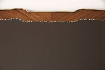 中古　イタリア製　マホガニー材　真鍮の装飾が高級感を醸し出すレザートップデスク(ワークデスク、在宅ワーク、在宅用、テーブル、作業台)(R-050443)