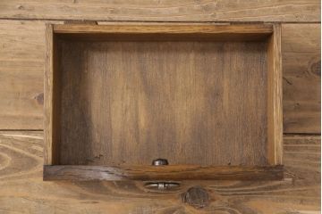 イギリスアンティーク　高級品!　オーク材　凝った作りがお洒落なステンドガラス入りのビューローキャビネット(サイドボード、飾り棚、収納棚)(R-050445)