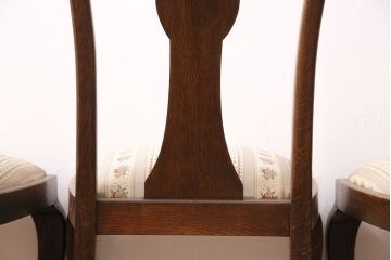 イギリスアンティーク　オーク材　細かな彫刻が気品を漂わせるチェア5脚セット(ダイニングチェア、椅子、バラ売り可能)(R-050447)