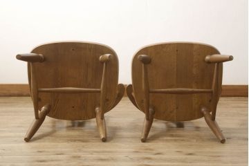 和製ヴィンテージ　飛騨家具　WINDS太平　木の温もりあふれるナラ材製のチェア2脚セット(ダイニングチェア、ビンテージ)(R-050449)