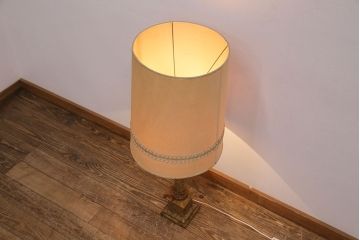 中古　イタリア製　genuine alabaster(ジェニュインアラバスター)　高級品!手彫りの大理石が魅惑的なフロアスタンド照明(テーブルスタンド)(R-050450)