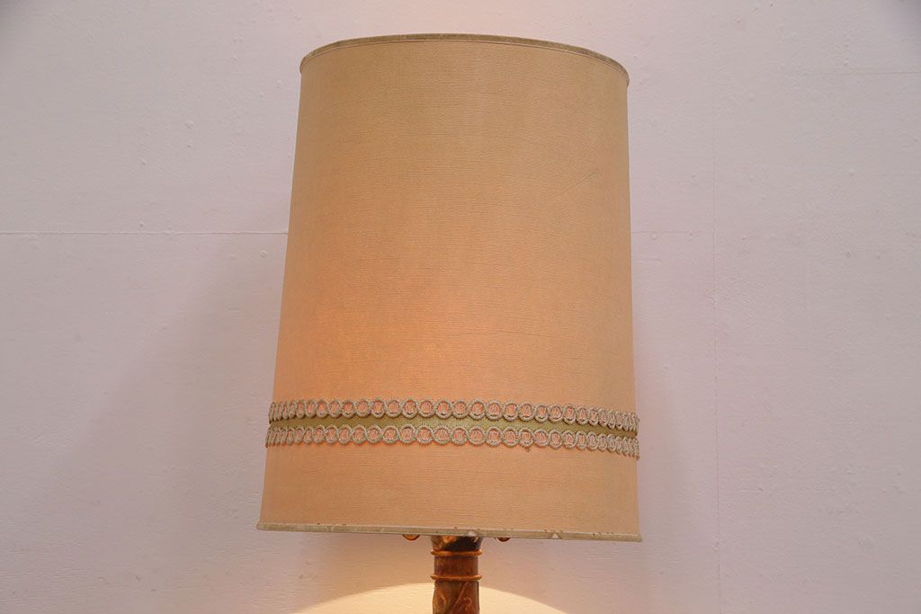 中古　イタリア製　genuine alabaster(ジェニュインアラバスター)　高級品!手彫りの大理石が魅惑的なフロアスタンド照明(テーブルスタンド)(R-050450)