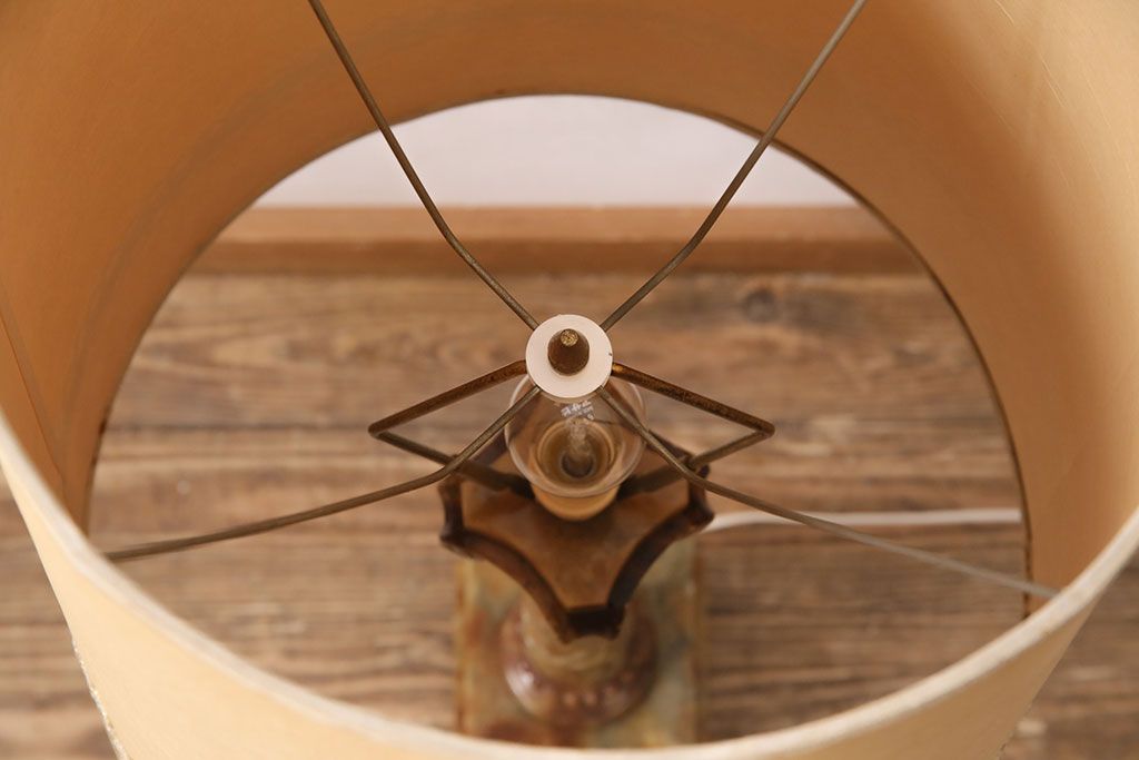 中古　イタリア製　genuine alabaster(ジェニュインアラバスター)　高級品!手彫りの大理石が魅惑的なフロアスタンド照明(テーブルスタンド)(R-050450)