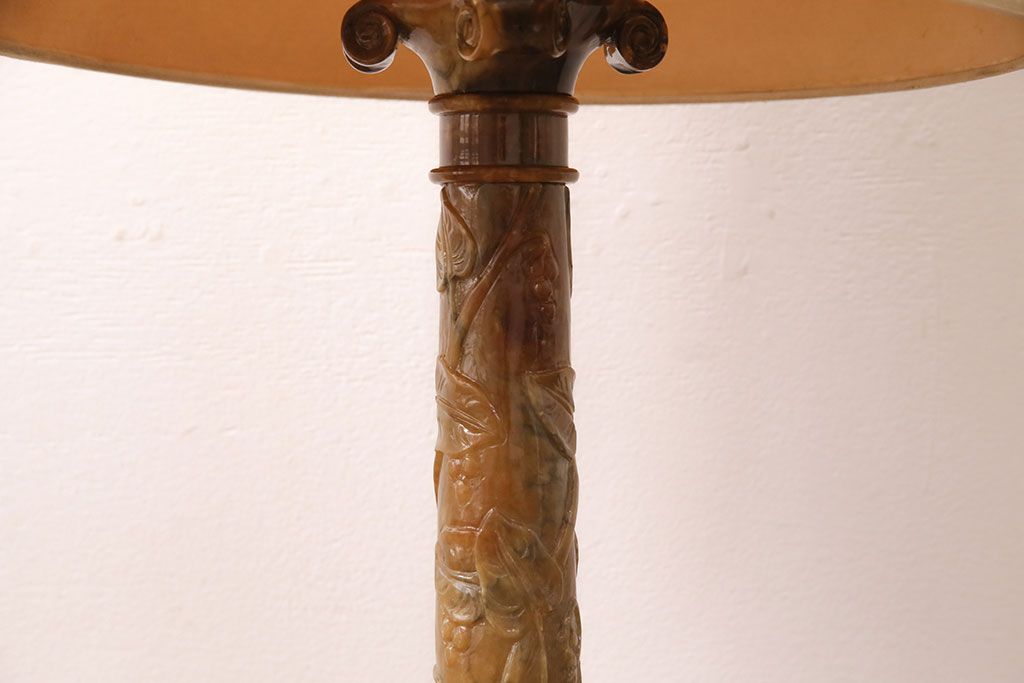 中古　イタリア製　genuine alabaster(ジェニュインアラバスター)　高級品!手彫りの大理石が魅惑的なフロアスタンド照明(テーブルスタンド)(R-050450)