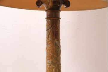 中古　イタリア製　genuine alabaster(ジェニュインアラバスター)　高級品!手彫りの大理石が魅惑的なフロアスタンド照明(テーブルスタンド)(R-050450)