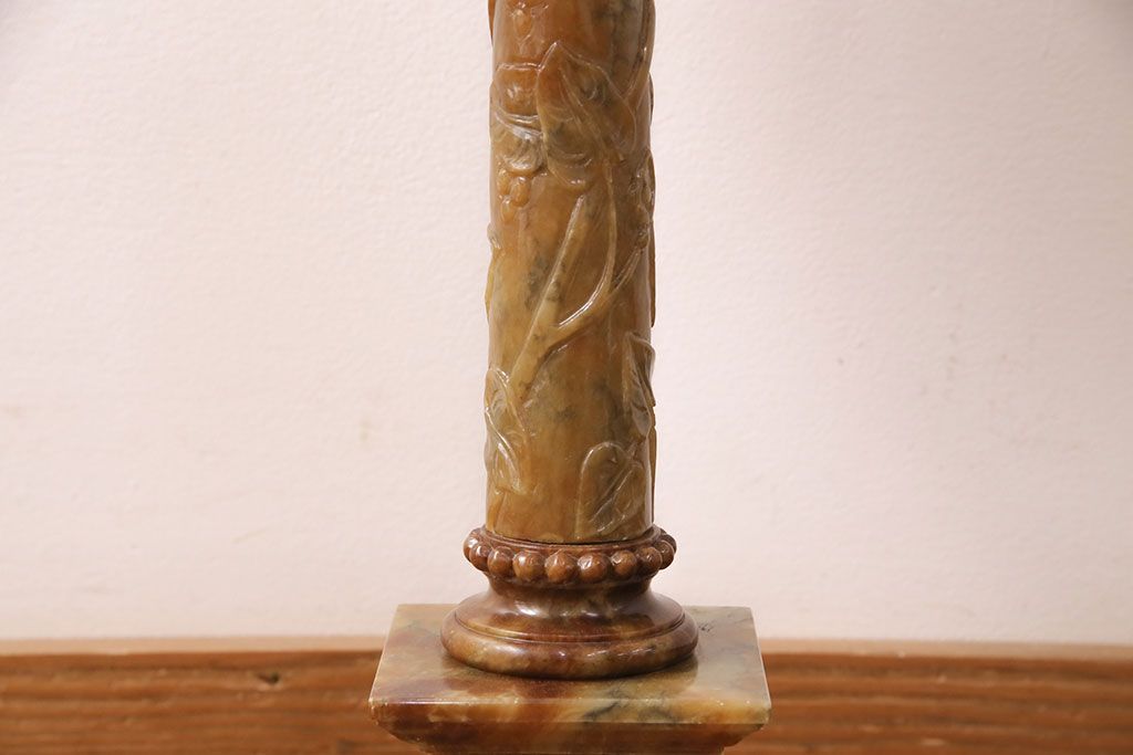 中古　イタリア製　genuine alabaster(ジェニュインアラバスター)　高級品!手彫りの大理石が魅惑的なフロアスタンド照明(テーブルスタンド)(R-050450)