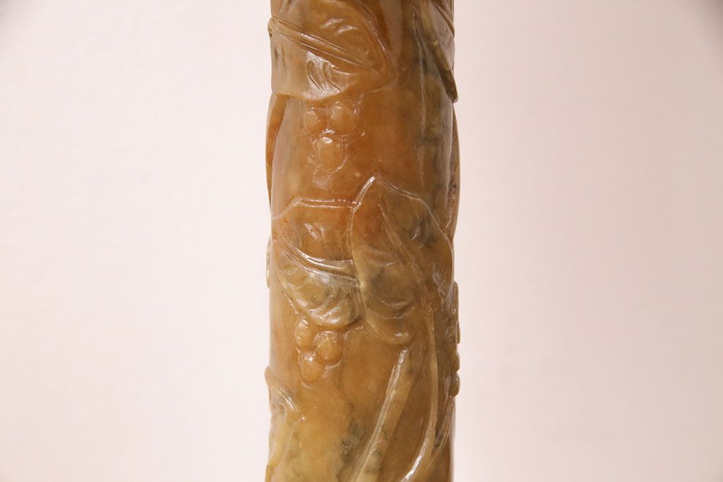 中古　イタリア製　genuine alabaster(ジェニュインアラバスター)　高級品!手彫りの大理石が魅惑的なフロアスタンド照明(テーブルスタンド)(R-050450)