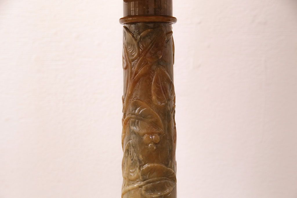 中古　イタリア製　genuine alabaster(ジェニュインアラバスター)　高級品!手彫りの大理石が魅惑的なフロアスタンド照明(テーブルスタンド)(R-050450)