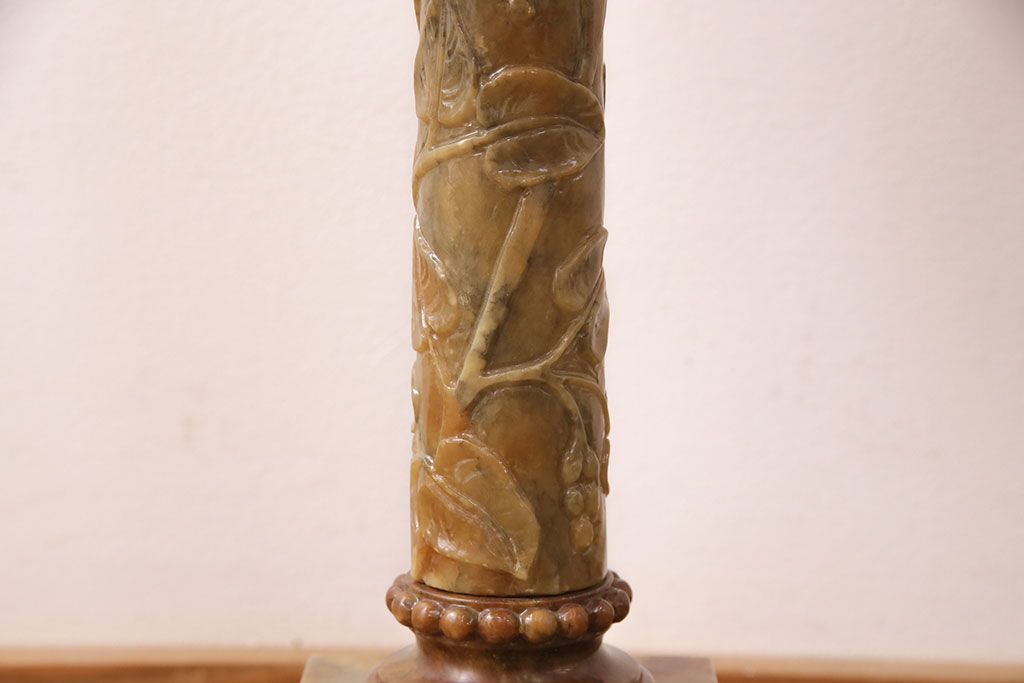 中古　イタリア製　genuine alabaster(ジェニュインアラバスター)　高級品!手彫りの大理石が魅惑的なフロアスタンド照明(テーブルスタンド)(R-050450)
