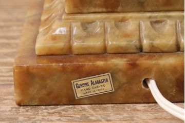 中古　イタリア製　genuine alabaster(ジェニュインアラバスター)　高級品!手彫りの大理石が魅惑的なフロアスタンド照明(テーブルスタンド)(R-050450)
