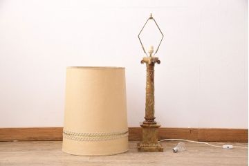 中古　イタリア製　genuine alabaster(ジェニュインアラバスター)　高級品!手彫りの大理石が魅惑的なフロアスタンド照明(テーブルスタンド)(R-050450)