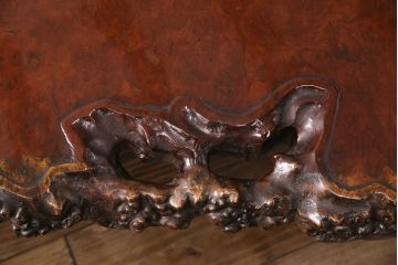 中古　美品　カリン材の鳥眼杢が美しい特大サイズの座卓(ローテーブル、花梨材)(定価300万円)(R-050452)