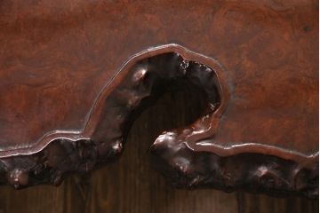 中古　美品　カリン材の鳥眼杢が美しい特大サイズの座卓(ローテーブル、花梨材)(定価300万円)(R-050452)