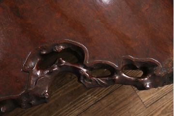 中古　美品　カリン材の鳥眼杢が美しい特大サイズの座卓(ローテーブル、花梨材)(定価300万円)(R-050452)