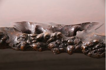 中古　美品　カリン材の鳥眼杢が美しい特大サイズの座卓(ローテーブル、花梨材)(定価300万円)(R-050452)