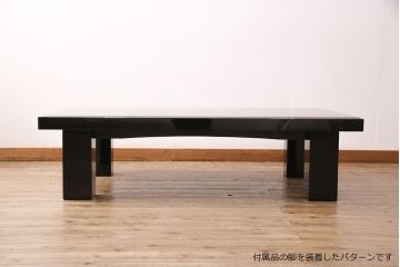 中古　美品　民芸家具　木曽塗り　2パターン楽しめる付属の脚付き!もみじの図が和の風情を漂わせる座卓(ローテーブル)(R-050453)