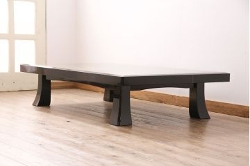 中古　美品　民芸家具　木曽塗り　2パターン楽しめる付属の脚付き!もみじの図が和の風情を漂わせる座卓(ローテーブル)(R-050453)