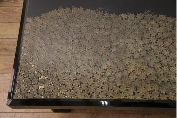 中古　美品　民芸家具　木曽塗り　2パターン楽しめる付属の脚付き!もみじの図が和の風情を漂わせる座卓(ローテーブル)(R-050453)
