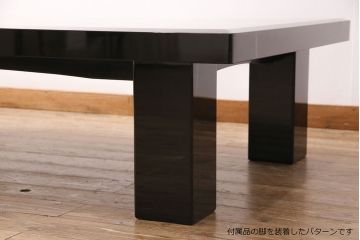 中古　美品　民芸家具　木曽塗り　2パターン楽しめる付属の脚付き!もみじの図が和の風情を漂わせる座卓(ローテーブル)(R-050453)