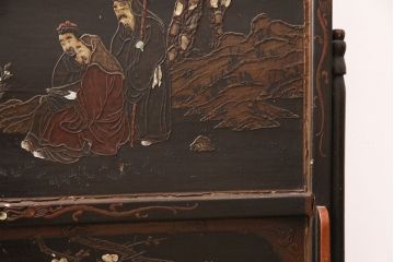 【簡易リペア限定品】和製アンティーク　希少品!漆絵と螺鈿細工が施された、趣ある佇まいの時代衝立(つい立て、パーテーション)(R-050454)