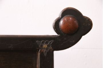 和製アンティーク　希少品!漆絵と螺鈿細工が施された、趣ある佇まいの時代衝立(つい立て、パーテーション)(R-050454)