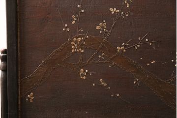 和製アンティーク　希少品!漆絵と螺鈿細工が施された、趣ある佇まいの時代衝立(つい立て、パーテーション)(R-050454)