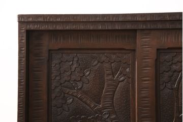 和製ヴィンテージ　軽井沢彫り　桜の彫り込みが美しい下駄箱(キャビネット、収納棚、ビンテージ)(R-050455)