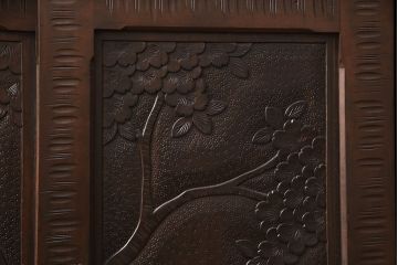 和製ヴィンテージ　軽井沢彫り　桜の彫り込みが美しい下駄箱(キャビネット、収納棚、ビンテージ)(R-050455)
