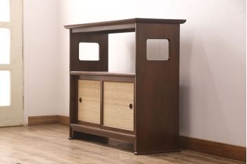 中古　松本民芸家具　上質な221型クズ布茶タンス(飾り棚、茶棚)(定価約21万8千円)(R-050458)
