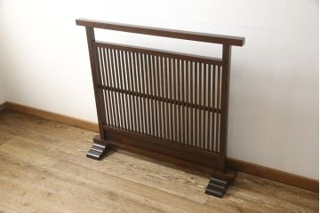 中古　松本民芸家具　洗練された上品な佇まいが魅力のC型衝立(つい立て、パーテーション、ビンテージ)(定価約14万円)(R-050461)