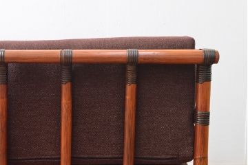 和製ヴィンテージ　希少!　ヤマカワ　ラタン製の3人掛けソファ(3Pソファ、ビンテージ)(R-050463)