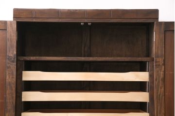 中古　伝統工芸　軽井沢彫り　竹の彫刻が見事な衣装盆付きの重ね箪笥(和タンス、着物箪笥、衣装箪笥)(R-050464)