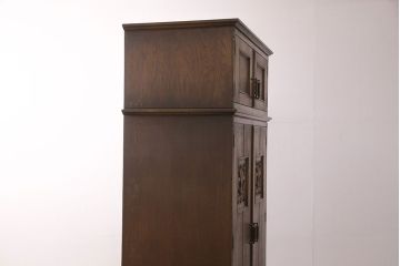 中古　美品　神戸家具　永田良介商店　レリーフのがアクセントの上置き棚付きのワードローブ(洋服タンス)(R-050472)