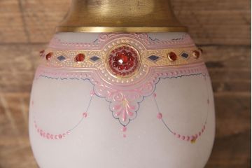 ヴィンテージ照明　高級輸入品　繊細なガラス細工が目を引く!ガーリーな空間づくりにおすすめのテーブルスタンド(テーブルライト、卓上照明、デスクスタンド、ビンテージ)(R-050480)