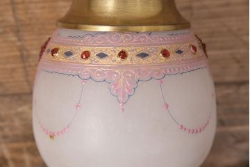 ヴィンテージ照明　高級輸入品　繊細なガラス細工が目を引く!ガーリーな空間づくりにおすすめのテーブルスタンド(テーブルライト、卓上照明、デスクスタンド、ビンテージ)(R-050480)