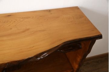 中古　民芸家具　屋久杉を贅沢に使った存在感のある飾り棚(茶棚、収納棚、サイドボード)(定価約220万円)(R-050485)