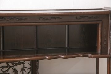 和製ヴィンテージ　鉄刀木(タガヤサン)　レア品!6尺サイズが珍しい、高級感たっぷりの飾り棚(定価約150万円)(収納棚、飾り棚、茶棚、ビンテージ)(R-050487)