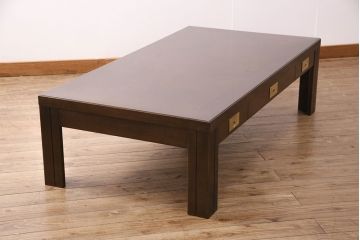 中古　極美品　カリモク　domani(ドマーニ)　Morganton(モーガントン)　ゴールドの引手が高級感を演出するセンターテーブル(リビングテーブル、ローテーブル)(R-050500)