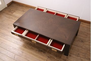 中古　極美品　カリモク　domani(ドマーニ)　Morganton(モーガントン)　ゴールドの引手が高級感を演出するセンターテーブル(リビングテーブル、ローテーブル)(R-050500)