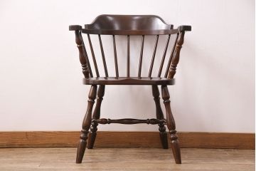 中古　美品　松本民芸家具　#91型　落ち着きのある空間を演出するキャプテンチェア(アームチェア、板座チェア、椅子、ダイニングチェア)(R-050501)
