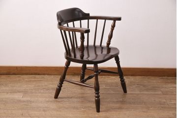 中古　美品　松本民芸家具　#91型　落ち着きのある空間を演出するキャプテンチェア(アームチェア、板座チェア、椅子、ダイニングチェア)(R-050501)