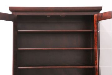 中古　美品　国産民芸家具　落ち着きのある空間づくりにおすすめの二段重ねキャビネット(食器棚、収納棚、飾り棚、書棚、本箱)(R-050507)