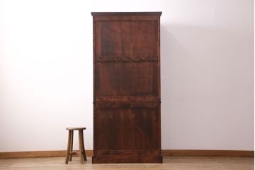 中古　美品　国産民芸家具　落ち着きのある空間づくりにおすすめの二段重ねキャビネット(食器棚、収納棚、飾り棚、書棚、本箱)(R-050507)
